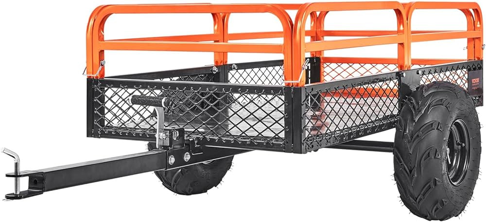 VEVOR Heavy Duty ATV Trailer Dump Cart Tow Behind, 1500lbs 15 Cubic Feet, Yard Garden Trailer Pul... | Amazon (US)