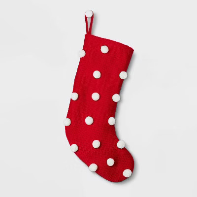 Puckered Pompom Christmas Stocking Red - Wondershop™ | Target