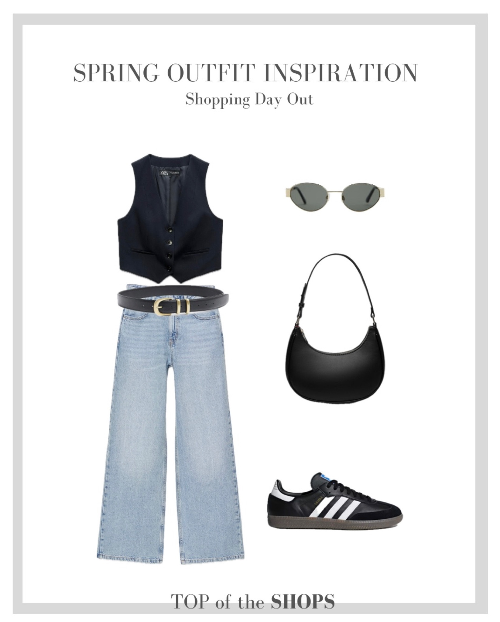 Spring Style, Spring Outfit Inspiration, H&M, Wardrobe Staple, Capsule Wardrobe, Wide Leg Jeans, Black Waistcoat, Adidas Sambas, Sunglasses, H&M, Black Bag, Amazon Fashion 

#LTKstyletip #LTKSeasonal #LTKeurope