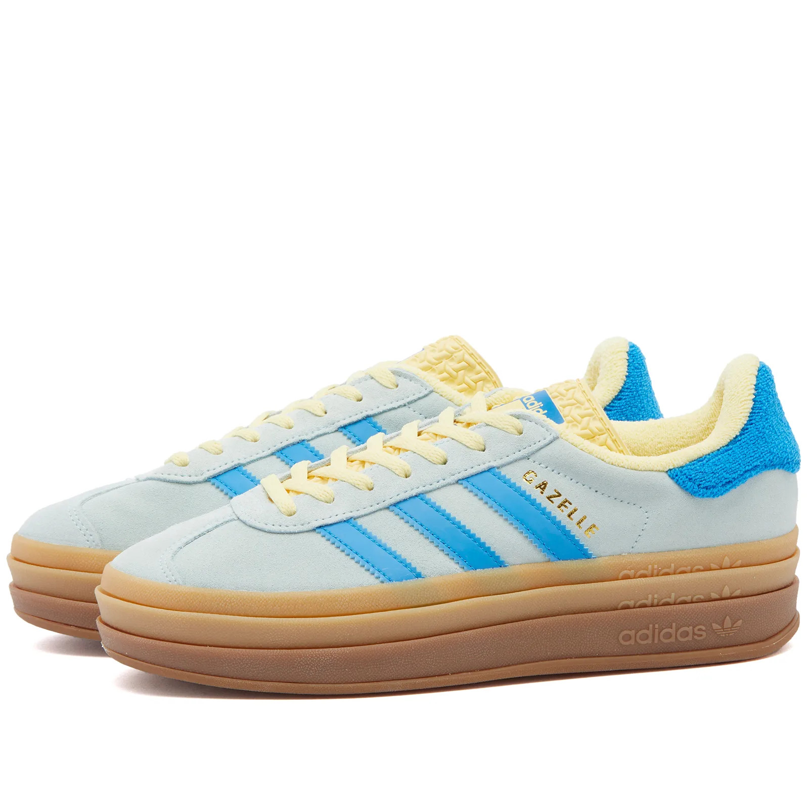 Adidas Women's GAZELLE BOLD W Sneakers in Almost Blue/Bright Blue/Almost Yellow, Size UK 4 | END. Clothing