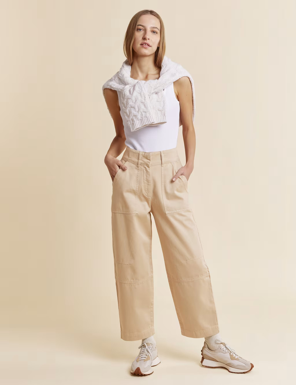 Pure Cotton Cargo Wide Leg Trousers | Marks & Spencer (UK)