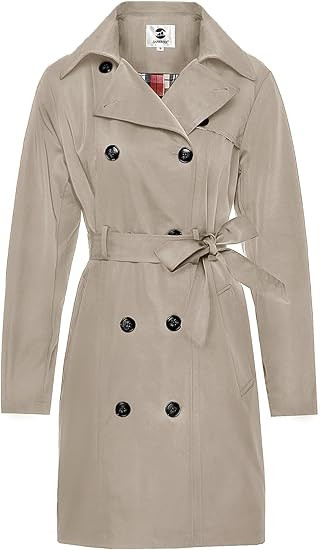 SaphiRose Women's Water-Resistant Trench Coat Double-Breasted Long Peacoat with Removable Hood | Amazon (US)