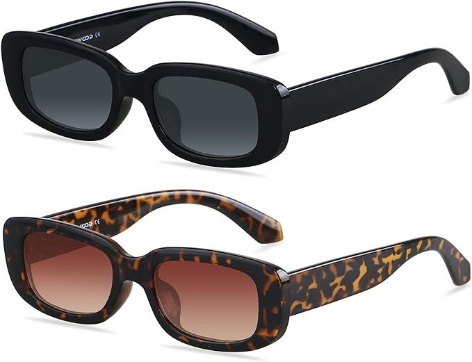 ANDWOOD Rectangle Sunglasses for Women Square Frames Trendy Retro Vintage 90s UV Protection Sun G... | Amazon (US)