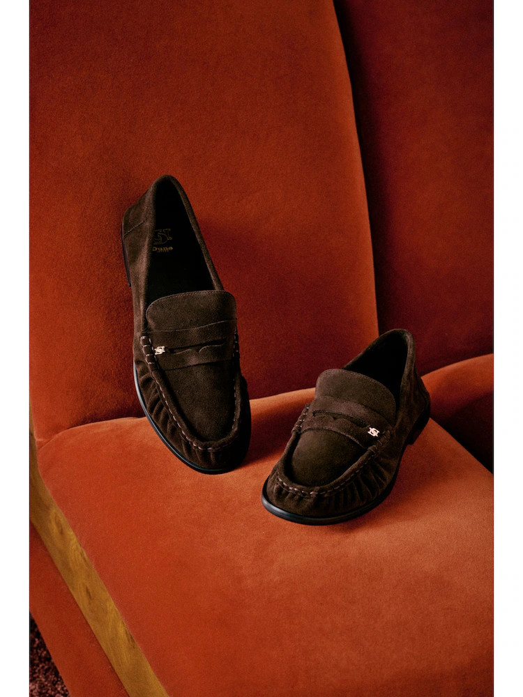 Dune London Brown Grisella Ruch Detail Penny Loafers | Next EU