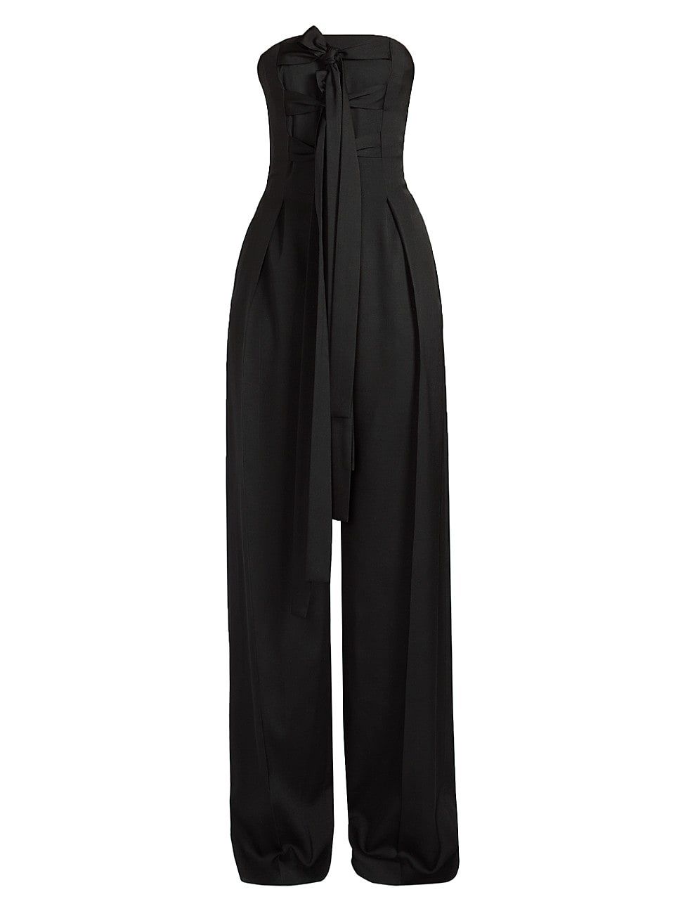 Women's Pleated Tie-Bustier Jumpsuit - Black - Size 10 | Saks Fifth Avenue