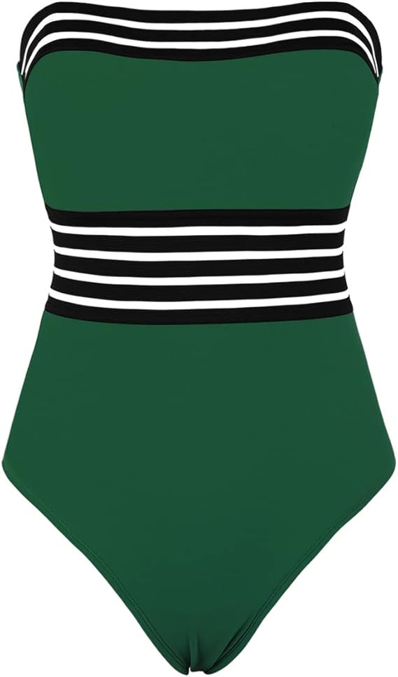 Hilor Women's Strapless One Piece Swimsuits Tummy Control Swimwear Halter Slimming Bathing Suits ... | Amazon (US)