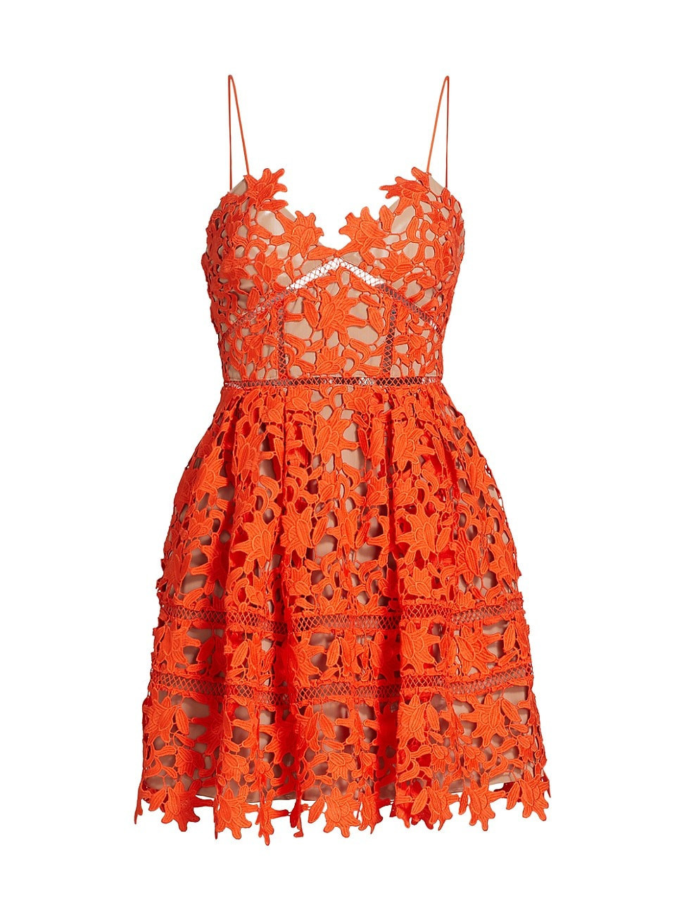 Women's Sleeveless Lace Minidress - Orange - Size 0 | Saks Fifth Avenue