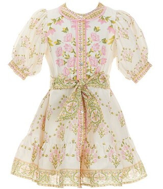 A Loves A Big Girls Bubble Sleeve Floral Tie Front Dress | Dillard's | Dillard's