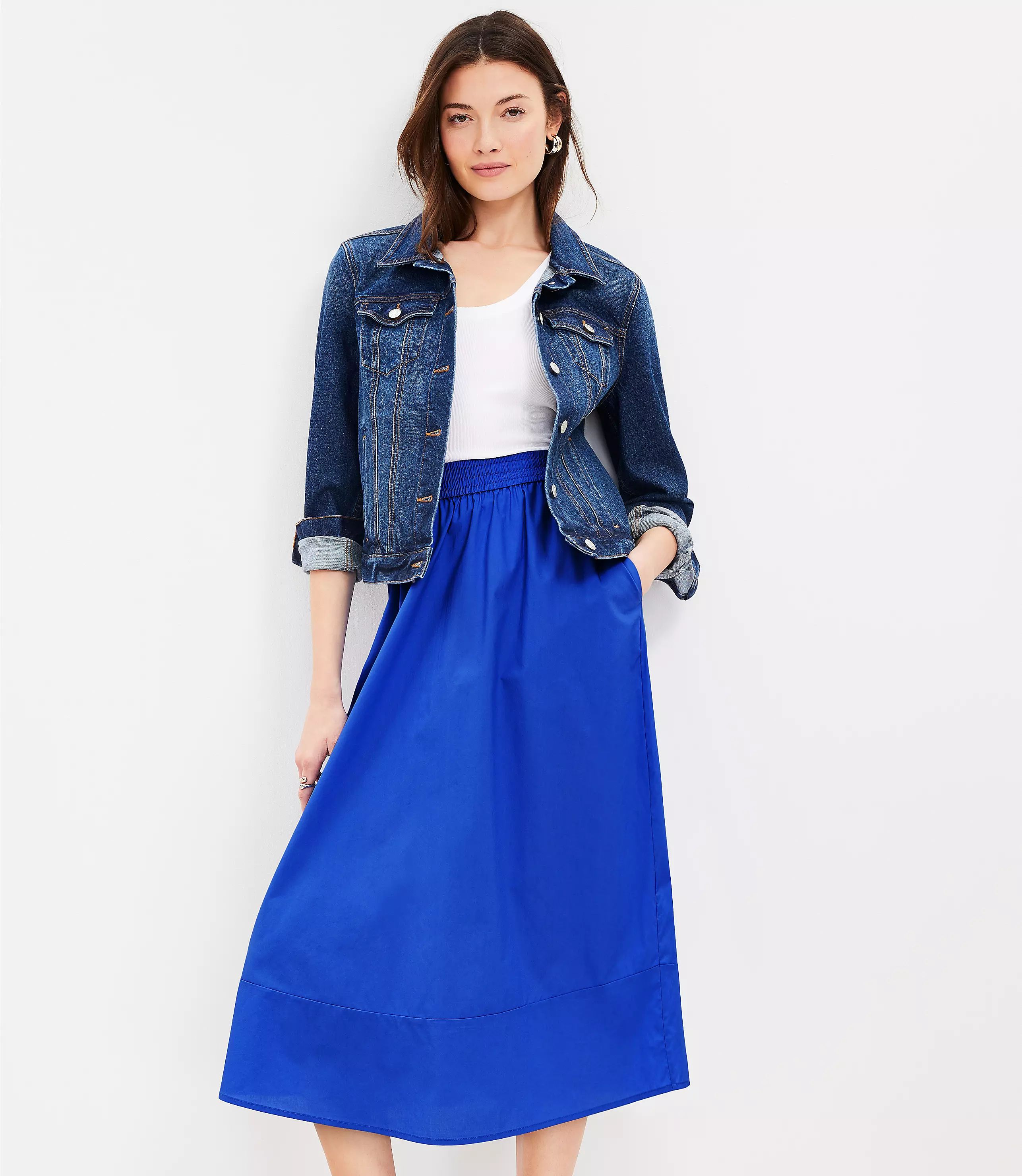 Poplin Midi Skirt | LOFT