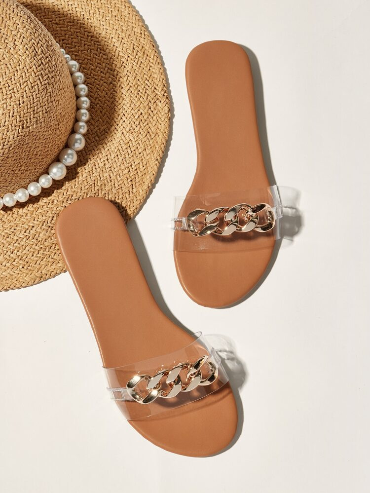 Clear Chain Decor Slide Sandals | SHEIN