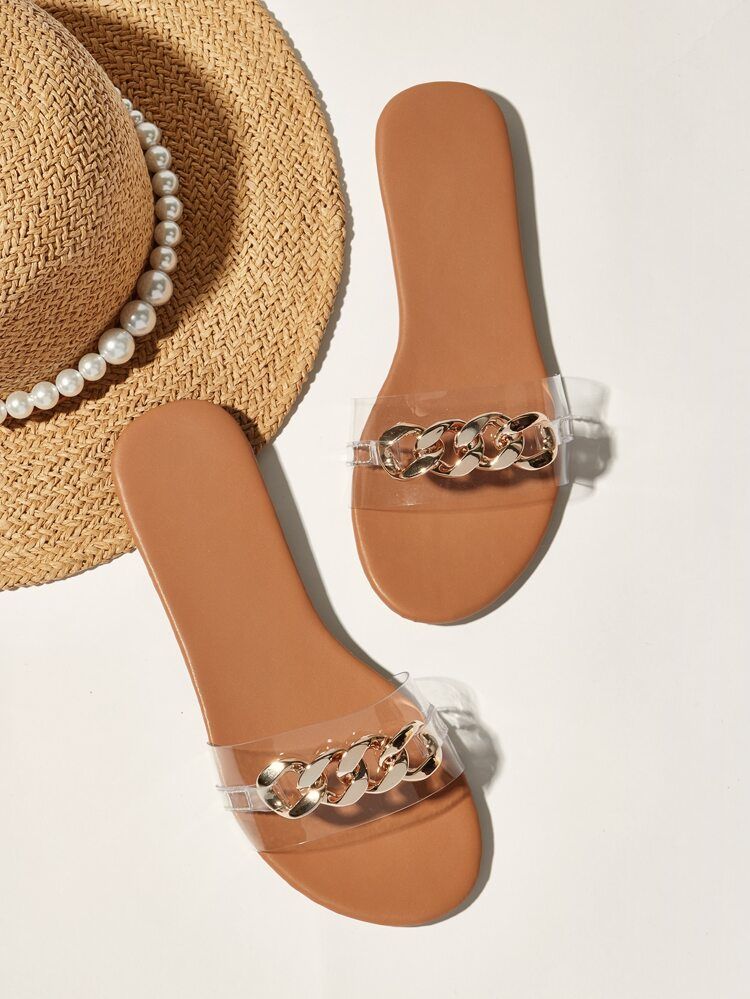 Clear Chain Decor Slide Sandals | SHEIN