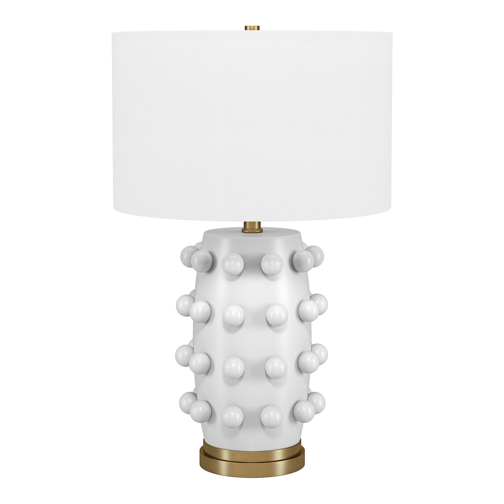 Henn&Hart 26" Tall Ceramic Table Lamp with Fabric Shade in Matte White/White | Amazon (US)