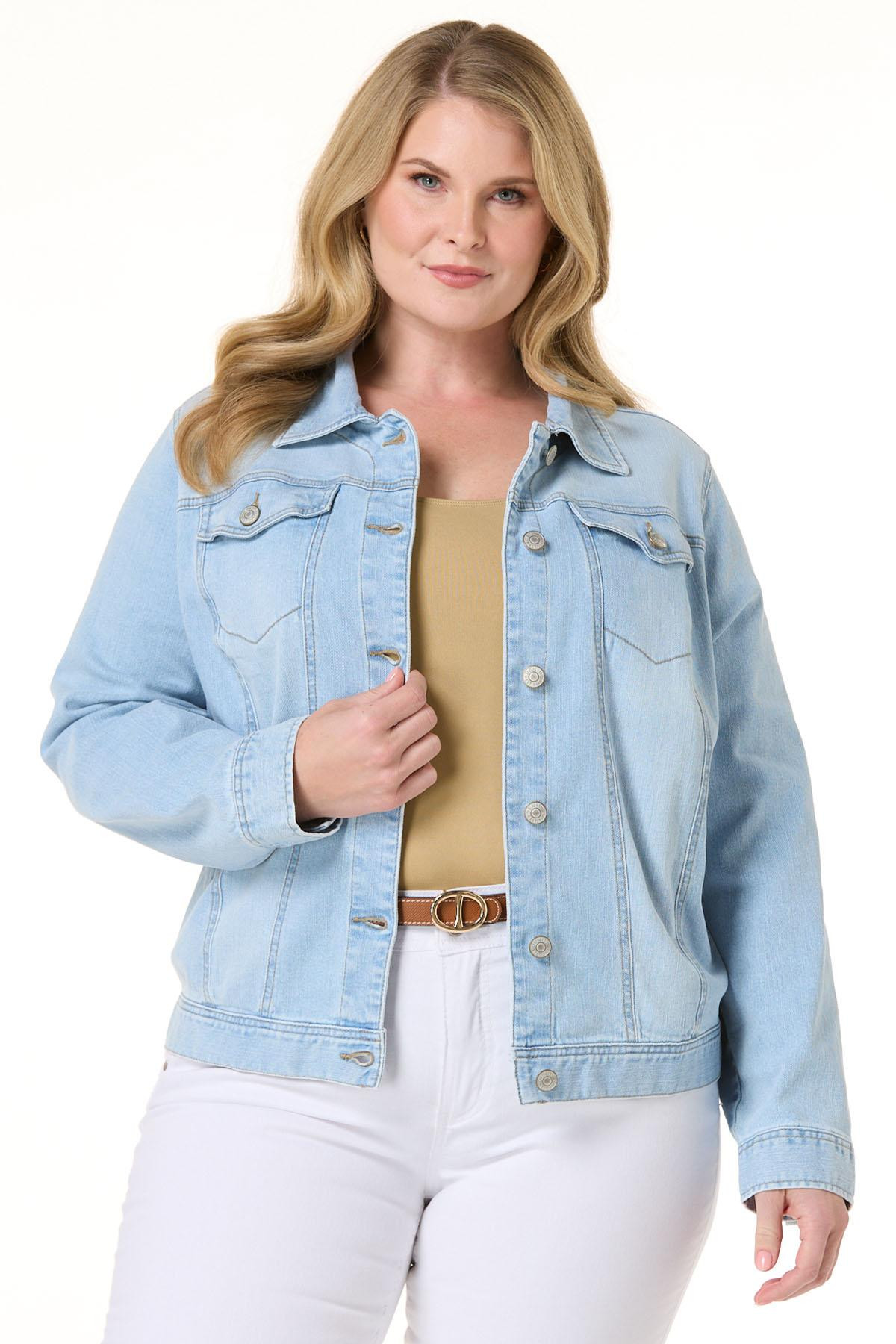 Plus Size Spring Denim Trucker Jacket | Cato Fashions