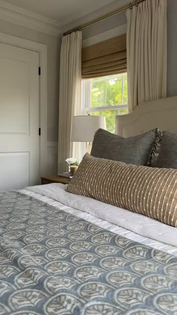 A bedroom made for slowing down. Layered patterns, soft neutrals, warm woven shades, and plenty of pillows give this space that cozy, collected feeling.

bedroom decor, cozy bedroom, neutral bedroom, layered bedding, patterned bedding, lumbar pillow, bedroom styling, window treatments, classic interiors, girlonthehudson

#LTKSeasonal #LTKHome #LTKOver40