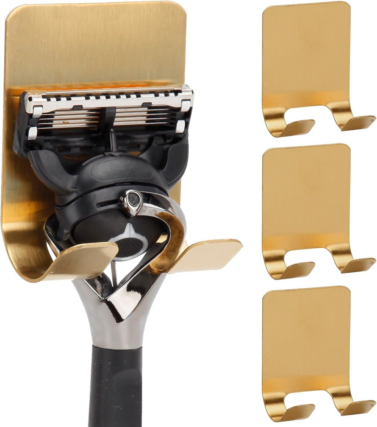 Self Adhesive Hooks Waterproof Razor Holder in Inside Shower 4 Pack, Metal Heavy Duty Utility Sto... | Amazon (US)
