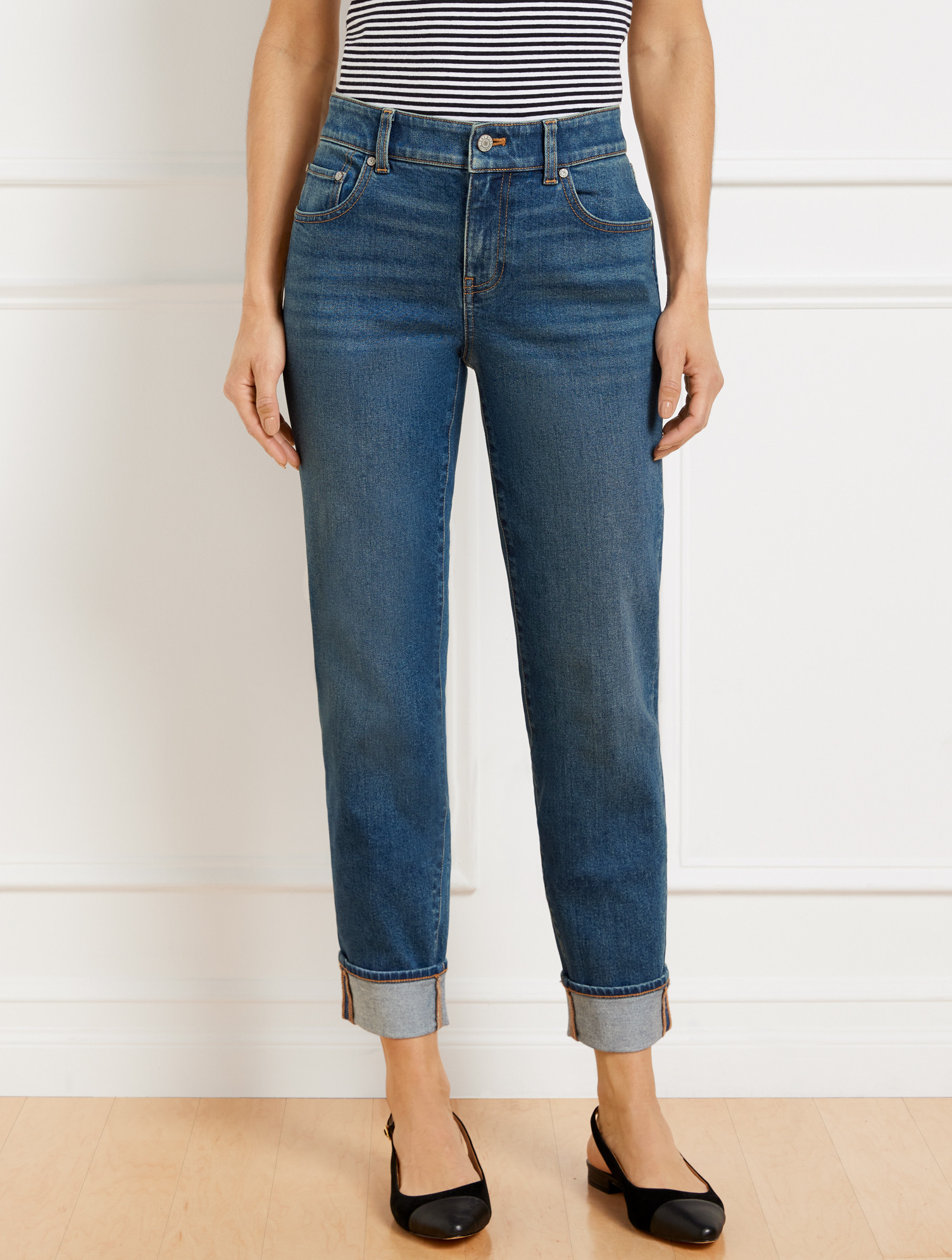 Straight Ankle Cuff Jeans - Viola Wash | Talbots