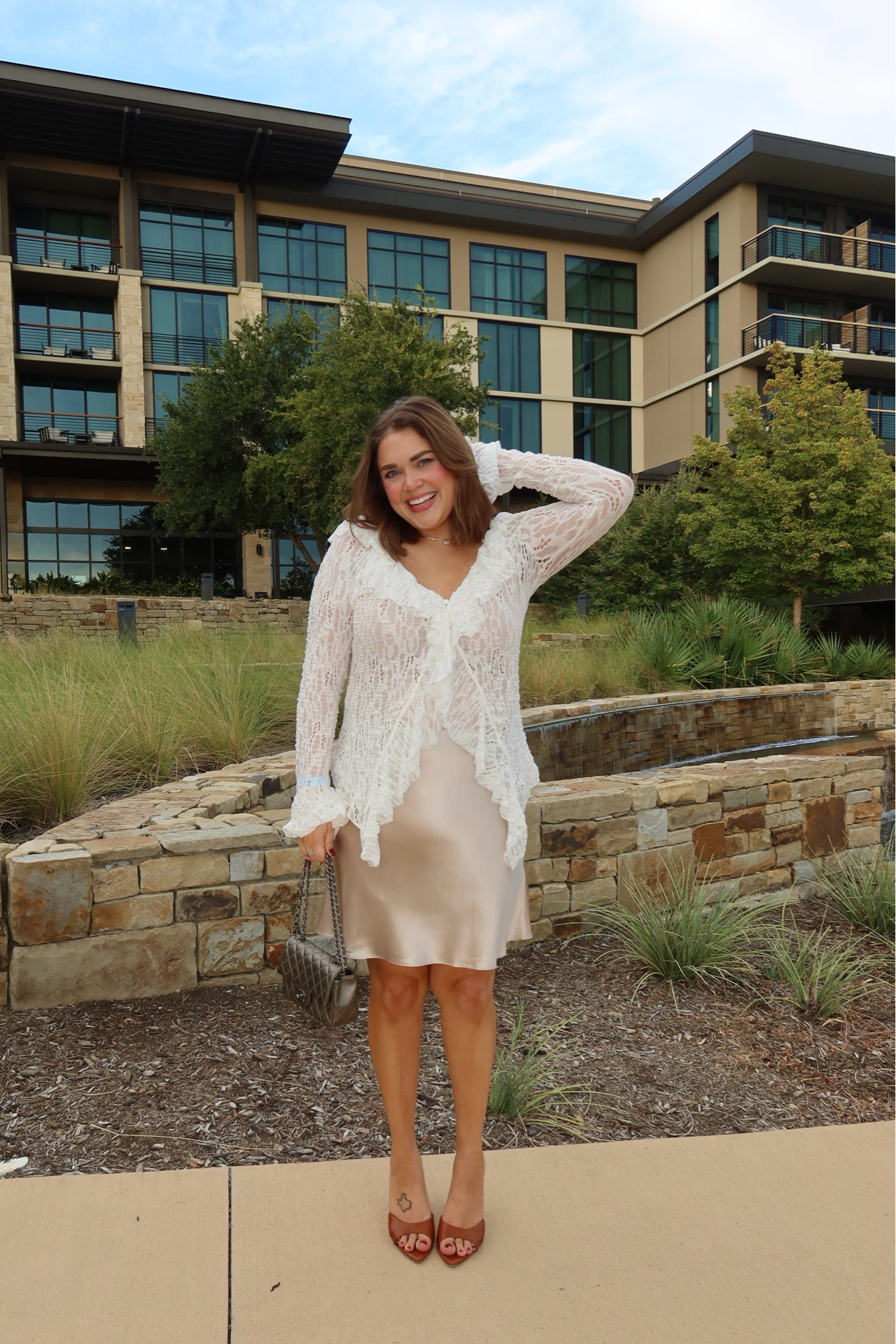 Neutral dressy outfit wearing large in lace top and xl in skirt

#LTKootd #LTKgrwm