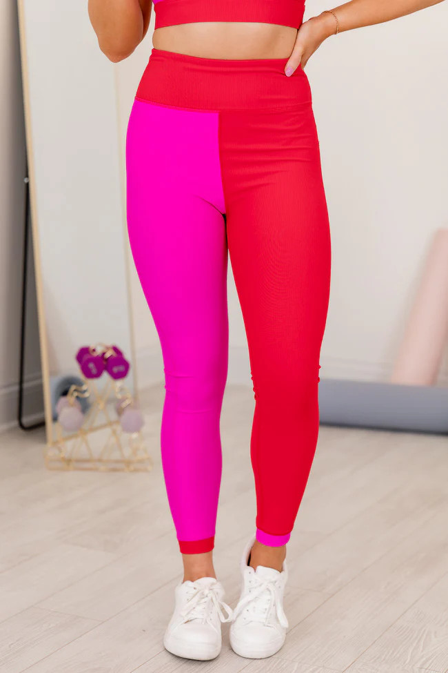 Running To You Colorblock Ribbed Leggings | Pink Lily