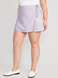 High-Waisted Side-Tie Linen-Blend Skort | Old Navy (US)