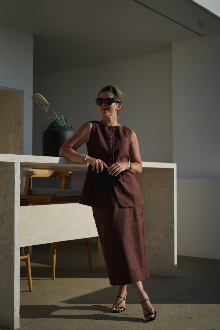 The best linen vacation look now on massive sale! Sizing details: 

- Linen Skirt - 0 petite 
- Linen Vest - 0 petite 
- Sandals - 6 (they are so comfortable!) 

#vacationoutfit #linen  

 #LTKOver40 #LTKTravel