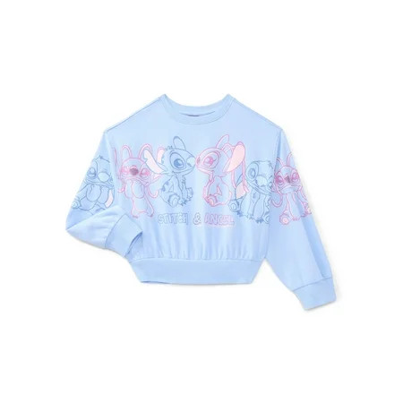 Disney's Stitch and Angel Girls Graphic Fleece Crew Pullover, Sizes 4-16 | Walmart (US)