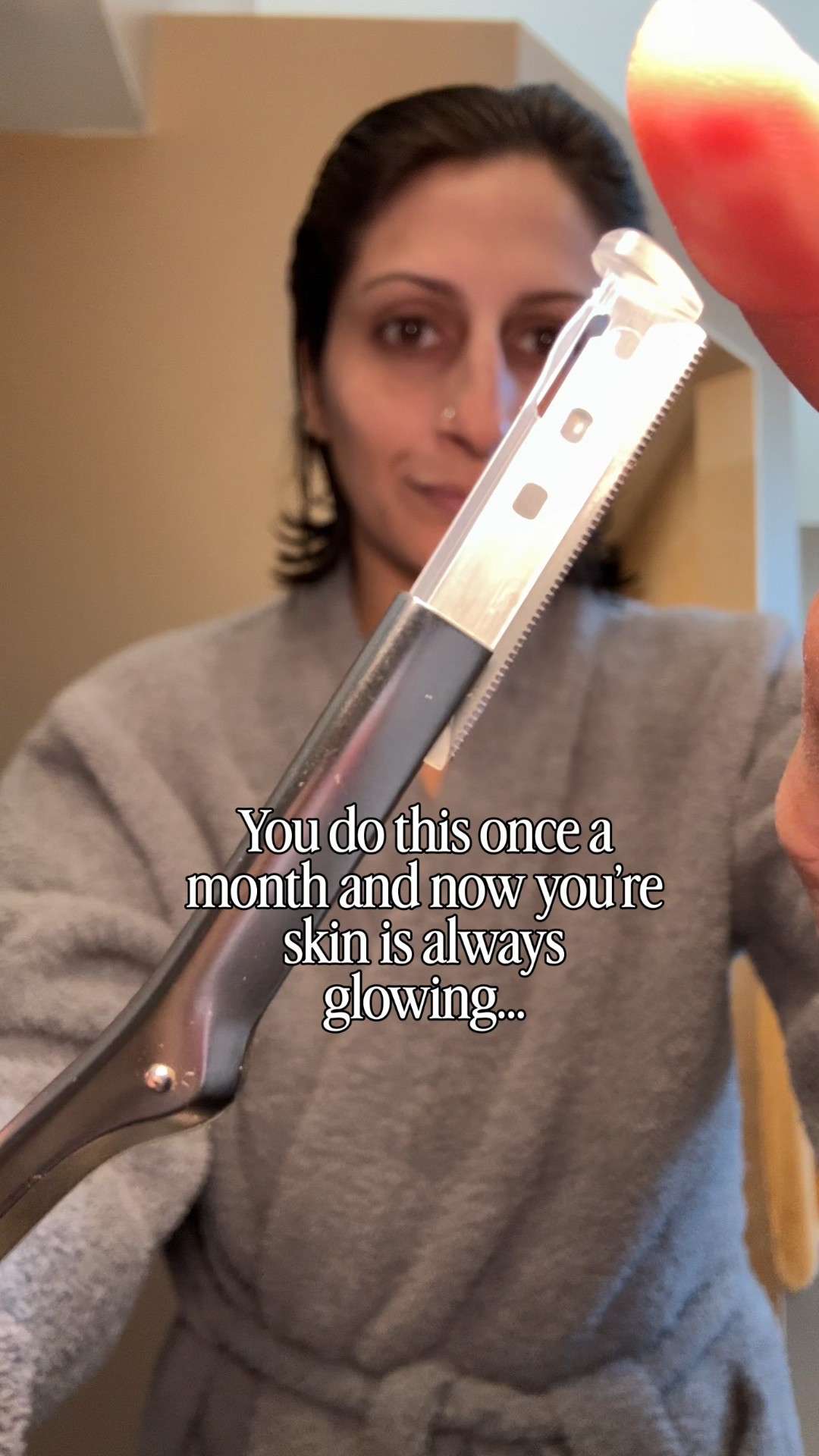 Here’s why 👇

Dermaplaning at home can seriously boost your glow and it’s not just hype. Here’s why it works (when done correctly):

1. It removes dead skin cells

Dermaplaning (face shaving) is physical exfoliation. The blade gently scrapes away the buildup of dead skin that can make your face look dull and tired. Once that layer is gone → instant brightness.

2. It gets rid of peach fuzz (vellus hair)

That fine hair can trap oil and dead skin and also scatter light (aka: make skin look less glowy). Removing it lets light reflect evenly off your skin, giving that smooth, glassy look.

3. Your skincare absorbs better

With the dead skin + fuzz gone, your serums and moisturizers can actually penetrate instead of sitting on top. Vitamin C, hyaluronic acid, and peptides all work harder after dermaplaning.

4. Makeup goes on smoother

Foundation and concealer glide on instead of clinging to dry patches. This alone makes skin look healthier and more radiant even without makeup.

5. It stimulates gentle cell turnover

While it’s not the same as a chemical exfoliant, dermaplaning encourages your skin to renew itself, which can help over time with texture and dullness.

A few important glow-saving tips ⚠️
	•	Use a clean, sharp blade (dull = irritation) comment BLADE and I’ll send you the one I use 
	•	Hold skin taut and use light, downward strokes
	•	Follow with hydration + barrier repair (no harsh actives for 24 hours)
	•	Sunscreen is non-negotiable ☀️

#LTKselfcare #LTKdayinmylife #LTKBeauty
