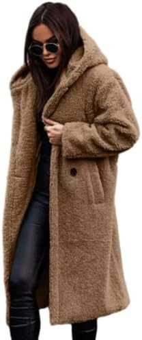 OSCORP Women's Teddy Bear Coat – Long Hooded Fleece Jacket with Pockets, Oversized Warm Winter ... | Amazon (US)