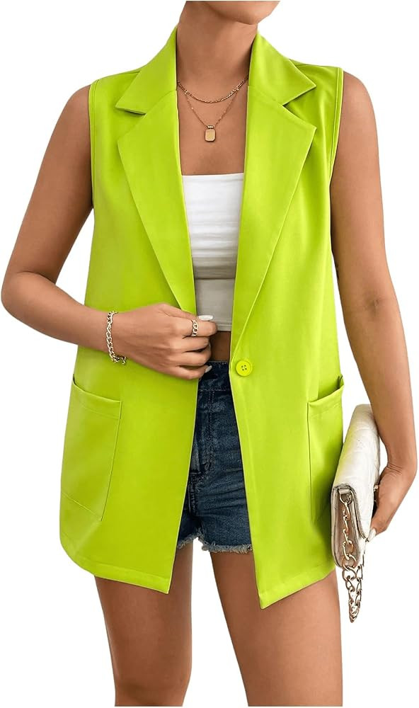 Floerns Women's Sleeveless Lapel Collar Waistcoat Business Vest Blazers Jacket | Amazon (US)