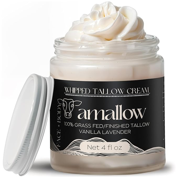 Amallow 100% Grass Fed Beef Tallow for Skin Care - Face + Body - Whipped Moisturizer - Natural Lo... | Amazon (US)