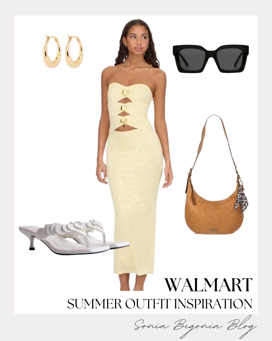 Step into the sunny season with the perfect warm-weather look!

I am completely obsessed with this pale yellow strapless maxi dress from Walmart. The chic front cutout details and gold button accents create an effortless, high-end resort aesthetic for less.

I completed the outfit with textured white kitten heels, a slouchy tan shoulder bag, classic black sunglasses, and simple gold hoop earrings. ☀️💛

#walmartfashion #walmartfinds #summeroutfit #maxidress #resortwear #affordablefashion #summerstyle #ootdinspo #vacationlook #casualchic

#LTKootd #LTKSeasonal