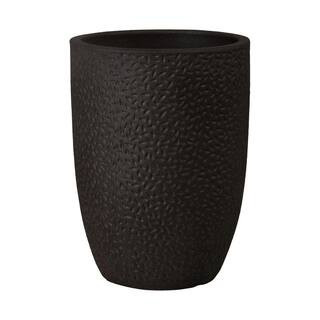 15.5 in. L x 21.5 in. H Matte Black Ceramic Round Planter with High-fire Treatment | The Home Depot