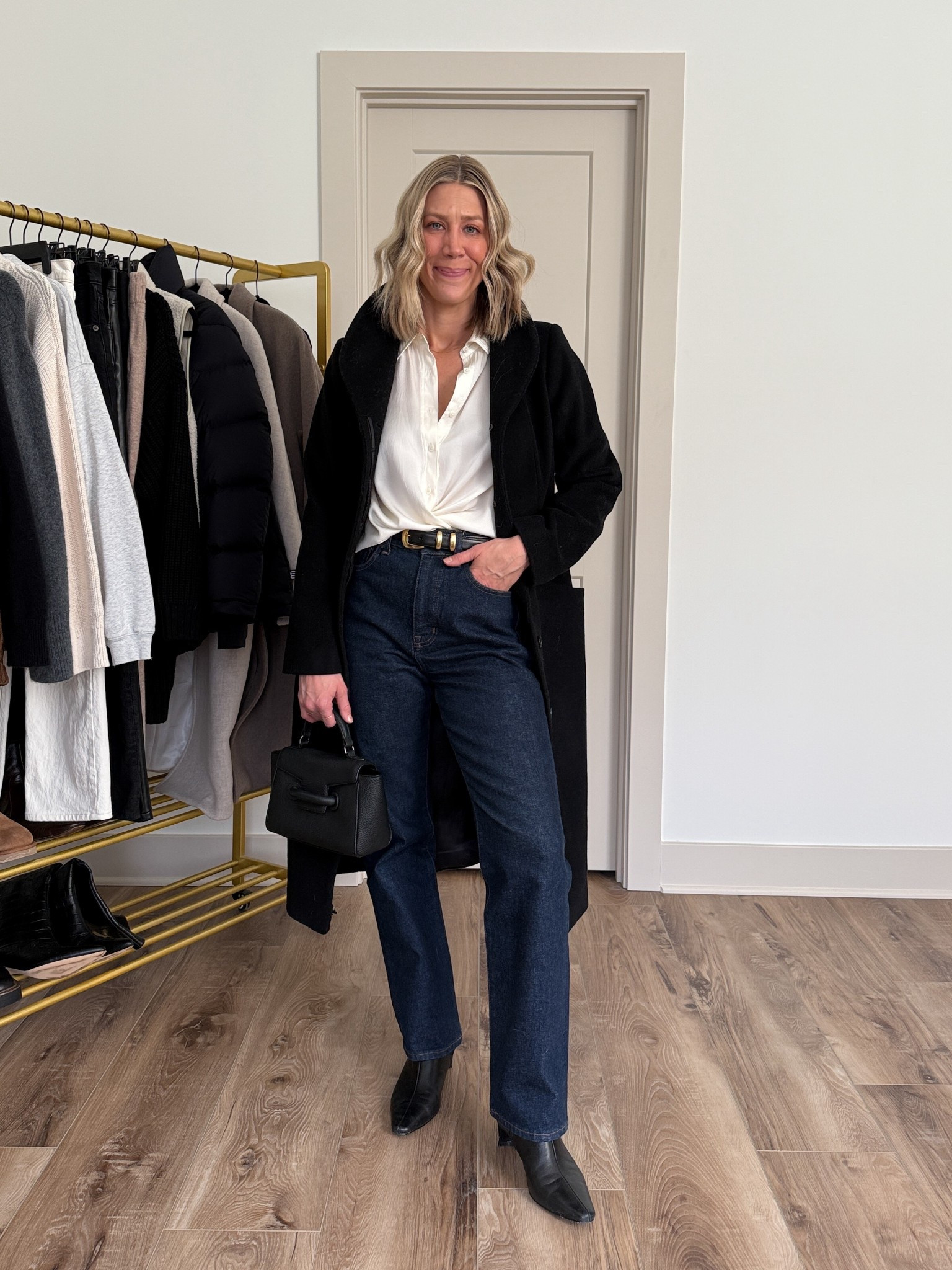 Wearing 26/reg jeans, medium silk blouse, small bent, small coat, boots tts 

#LTKootd #LTKgrwm #LTKOver40