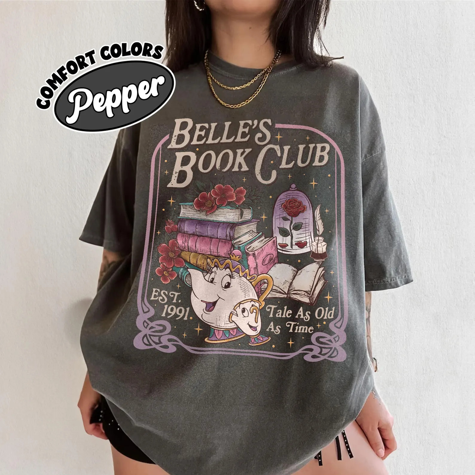 Belle's Book Club Comfort Colors Shirt, Tale as Old as Time Belle’s Book Cafe Shirt, Belle Prin... | Etsy (US)