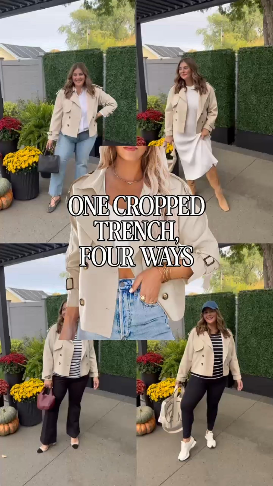 One cropped trench styled 4 ways! Wearing size XXL in trench. Sharing size inclusive cropped trench & similar jacket styles. 

#LTKPlusSize #LTKSeasonal #LTKStyleTip