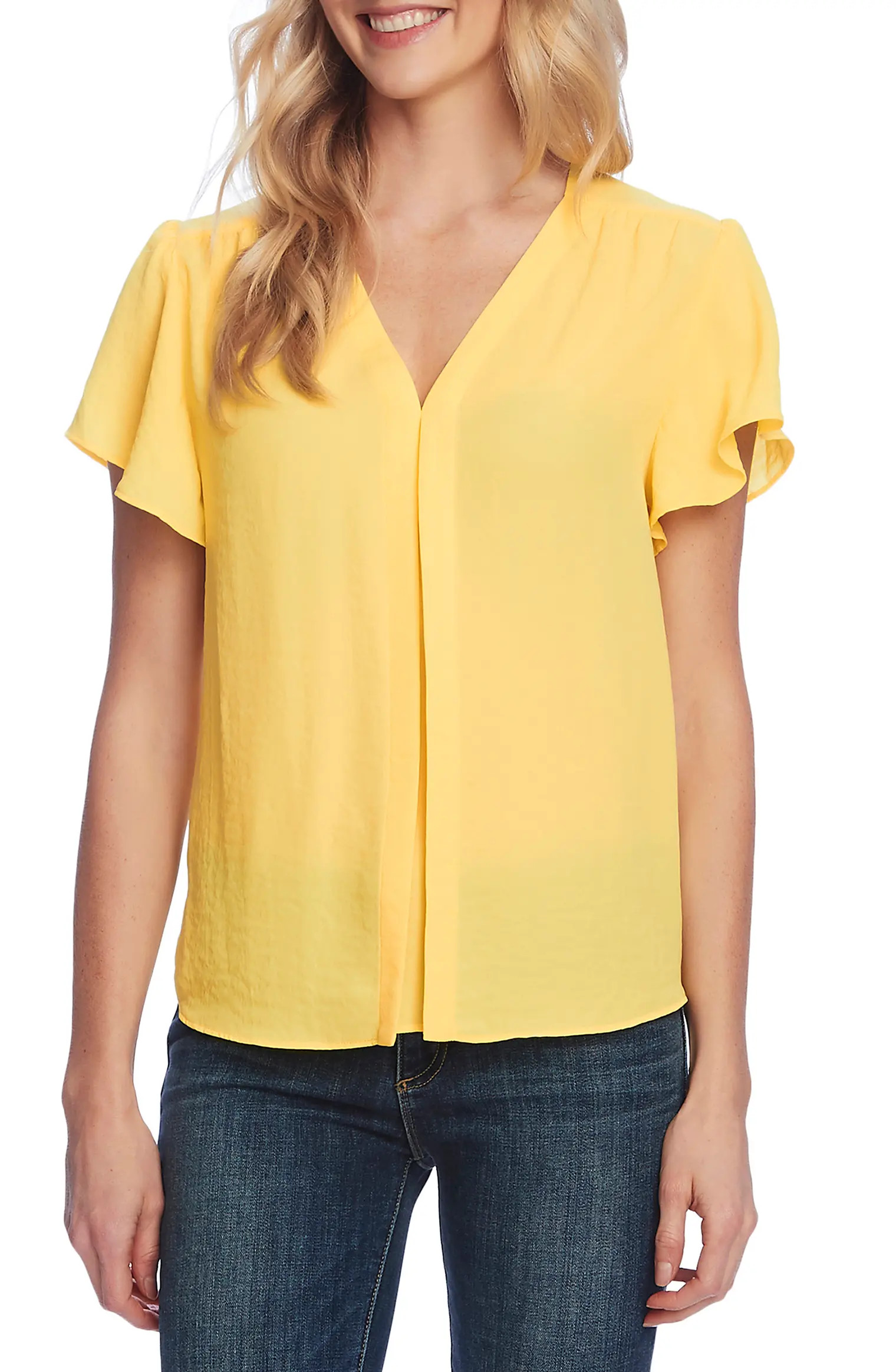 Flutter Sleeve Rumple Satin Blouse | Nordstrom