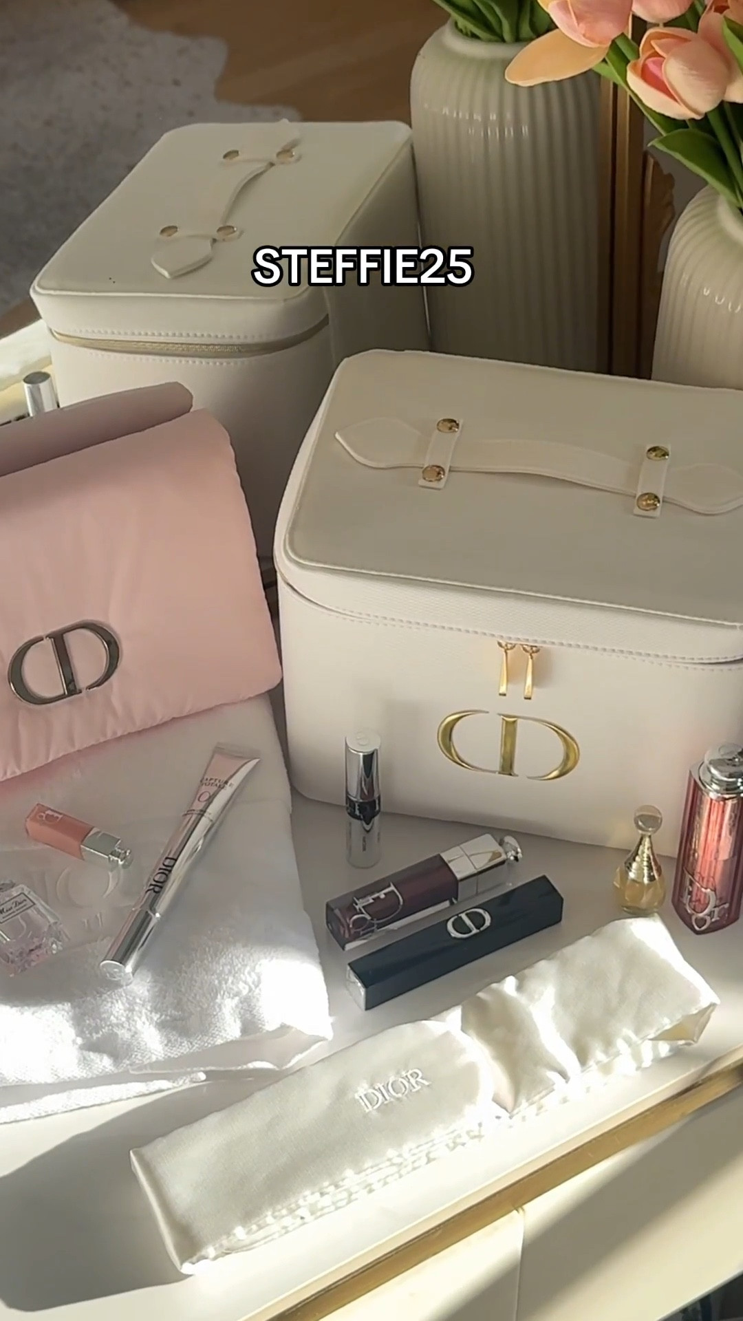 i think my $145 order basically gave me a mini dior advent calendar 🫢 i finally got my platinum welcome gift which gave me the full size capture totale hyalushot serum, vanity case, satin headband, and branded towel + i used my code STEFFIE25 for the pouch that comes with a mini mascara + mini lip gloss 🎀 dior also always lets you choose two complimentary minis as well, which ended up giving me 9 free gifts total!

Here are a bunch of promo codes to use with your next order + I linked some of my current favs below! Remember to make sure you’re logged into your account, otherwise the code will not work. 

$100 minimum - 
🎀 PRESTIGE25 - free Dior Prestige eye cream
🎀 PRIVEE25 - free 2 2ML Dior Privee perfume samples
🎀 WELCOMEYOU25 - free Dior teddy summer pouch. 
🎀 JADORE25 - for a miniature j’adore L’or perfume

$130 minimum - 
🎀 STEFFIE25 - free Miss Dior Blooming Bouquet set 
🎀 MAGICQ4 - free red pouch and miniature hypnotic poison
🎀 MYCART - free butterfly mesh pouch
🎀 REDISCOVER25 - free limited edition key ring
🎀 BEAUTYLOVER - free j’adore discovery set

$150 minimum -
🎀 SDYMOON25 - free red jewelry case and Miss Dior essence paper star ornament
🎀 INCART - free Rouge Dior lipstick and overcurl mascara
🎀JOIN25 - free Dior octobuddy

$175 minimum -
🎀 HOLIDAYMAGIC25 - free Silver pouch and phone stand
🎀 GIFTPREVIEW48 - free Silver pouch, deluxe mascara and lipstick
🎀 GIFTPREVIEW25 - free pink hair clips and Miss Dior essence star charm
🎀 DIORTIPS25 - free phone charm and White prestige pouch.

$200 minimum -
🎀 RITUAL25 -Dior Makeup Pouch, Rouge Dior Mini, and Diorshow Mascara Mini
🎀HOLIDAYMAGIC48 - free Dior Prestige Ritual Set
🎀 CAPTURESHIELD25 - free Drawstring pouch and capture totale set

$225 minimum -
🎀 ADVENTMAGIC25 - free Dior holiday playing cards and red pouch

$250 minimum -
🎀 CAPTURESHIELD48 - free Dior Gua sha
🎀 SCENTJOURNEY48 - mini Dior holiday candle

#LTKGiftGuide #LTKHoliday #LTKBeauty