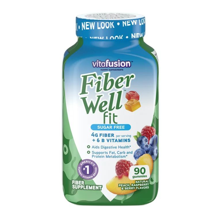 Vitafusion Fiber Well Fit Fiber + B Vitamin Sugar-Free Gummies Peach/Berry 90 Ct - Walmart.com | Walmart (US)