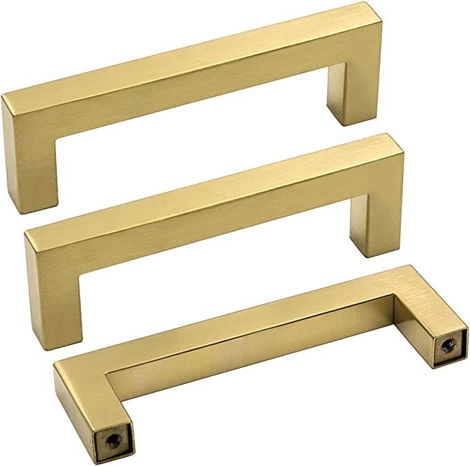 goldenwarm Gold Cabinet Pulls 15 Pack Brushed Brass Drawer Pulls - J12GD102 4 inch Kitchen Cabine... | Amazon (US)