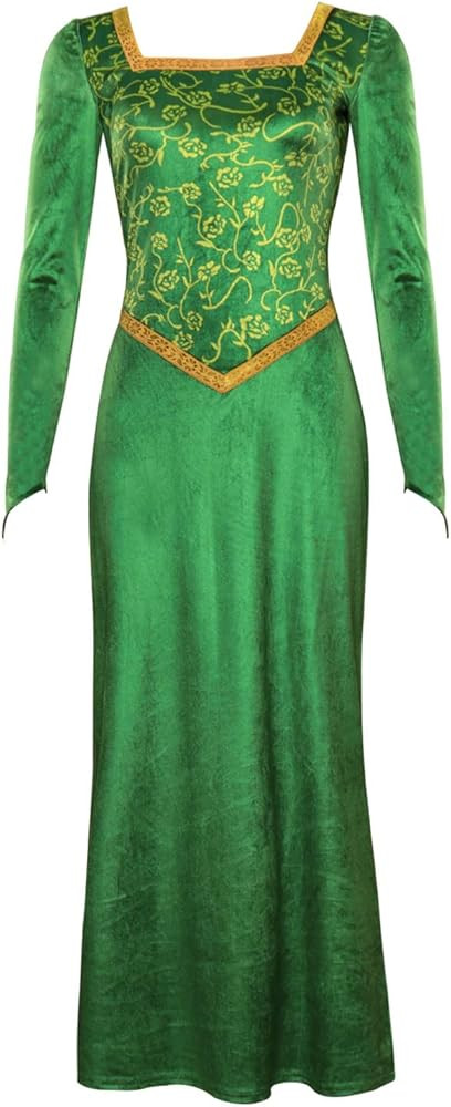 Women's Cosplay Costume Green Dress with Long Sleeve Adult Princess Dress Gown Halloween Party Ou... | Amazon (US)