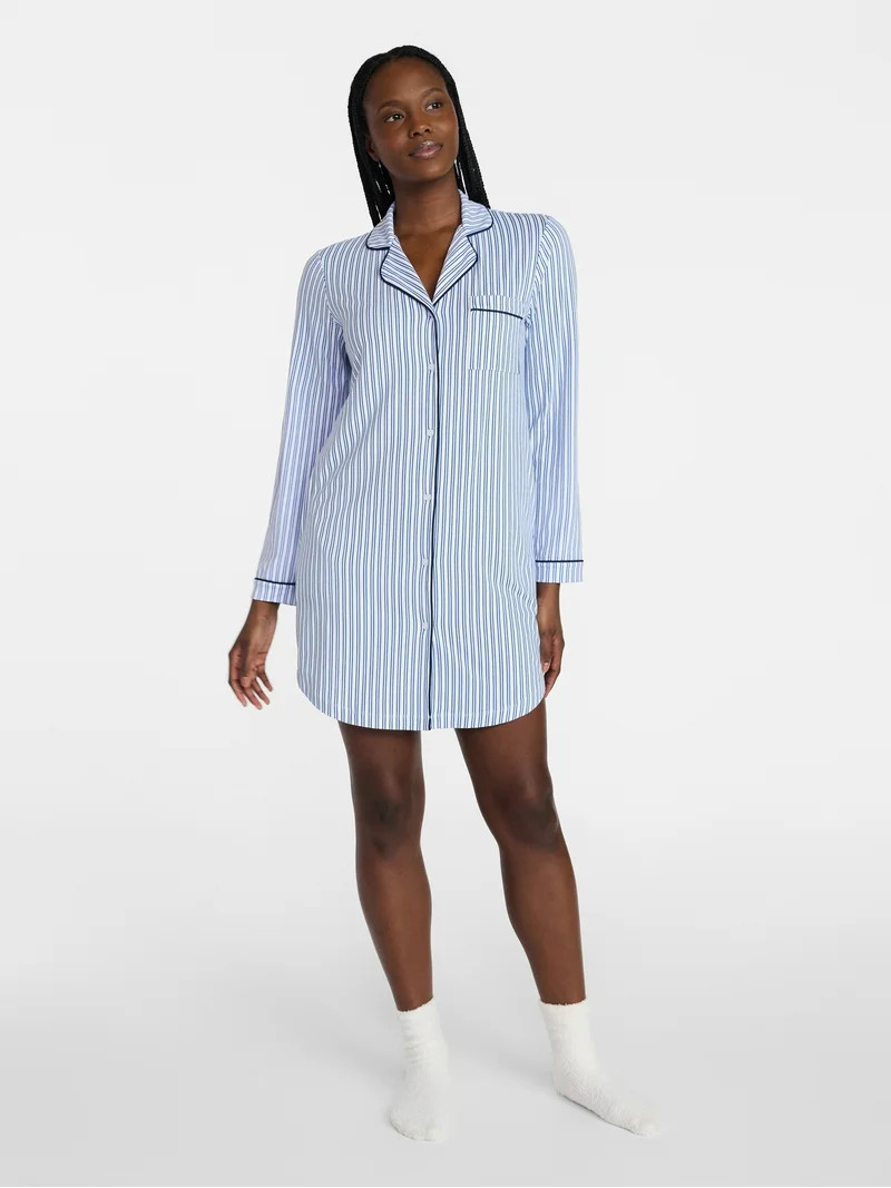 Joyspun Women's Dreamy Soft Collection Long Sleeve Sleepshirt, Sizes S-4X | Walmart (US)