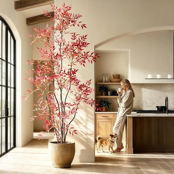 Tall Faux Plastic Silk Plants Large Artificial Bamboo Tree Indoor Outdoor Realistic Floor Plant P... | Amazon (US)
