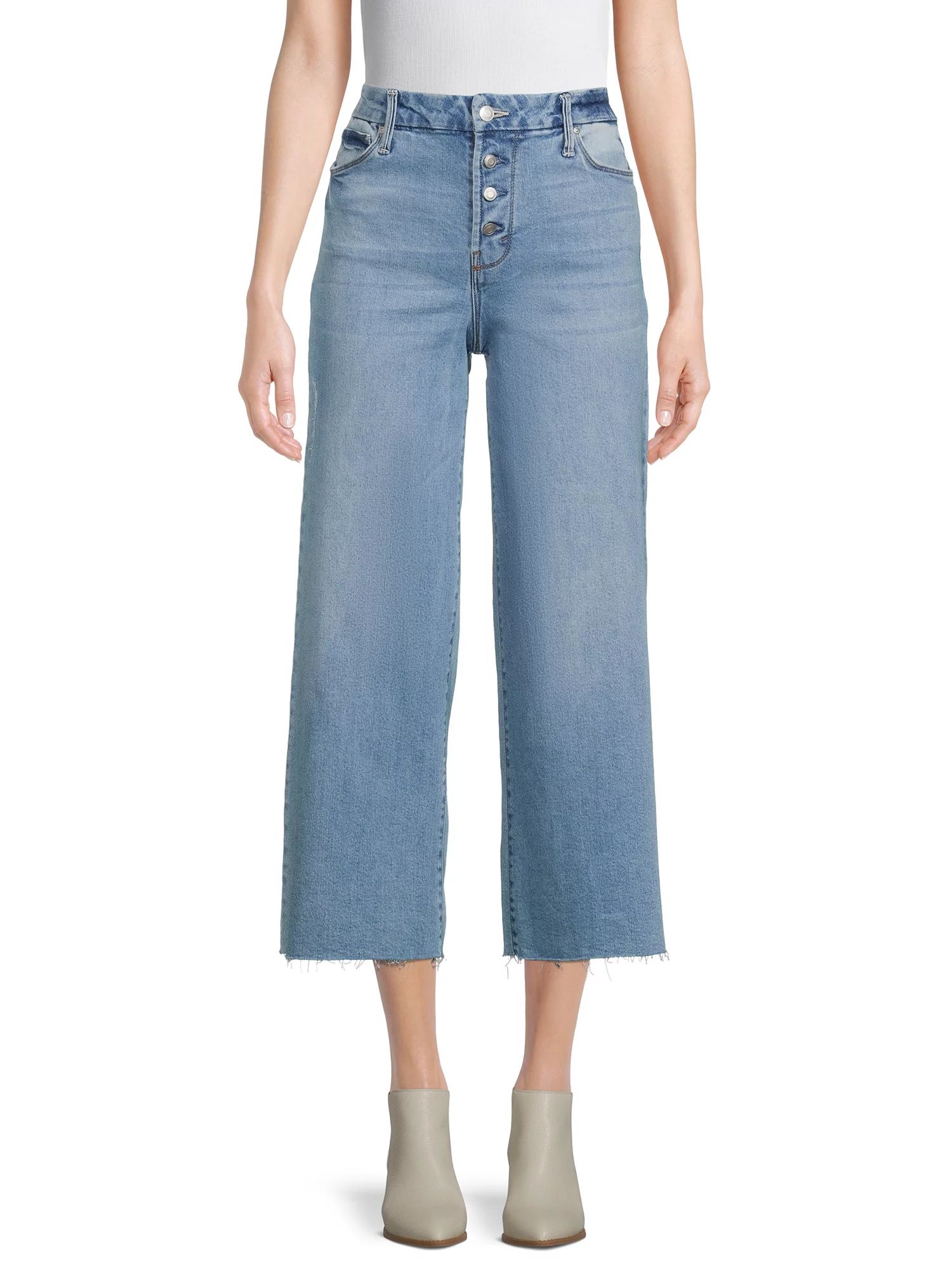 Time and Tru Women's High Rise Wide Leg Crop Jean | Walmart (US)