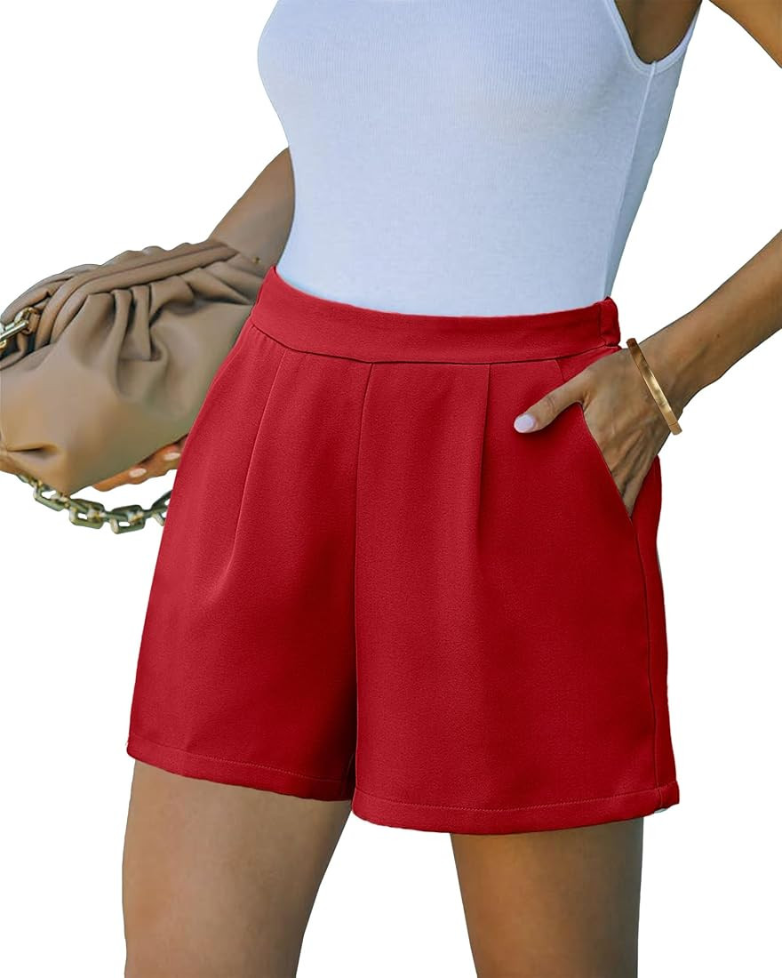 luvamia 2023 Dress Shorts for Women High Waisted Business Casual Outfits for Work Summer Pleated ... | Amazon (US)
