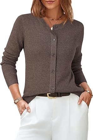 Arach&Cloz Women's Wool Blend Lightweight Spring Business Casual Cardigan Sweaters Tops | Amazon (US)