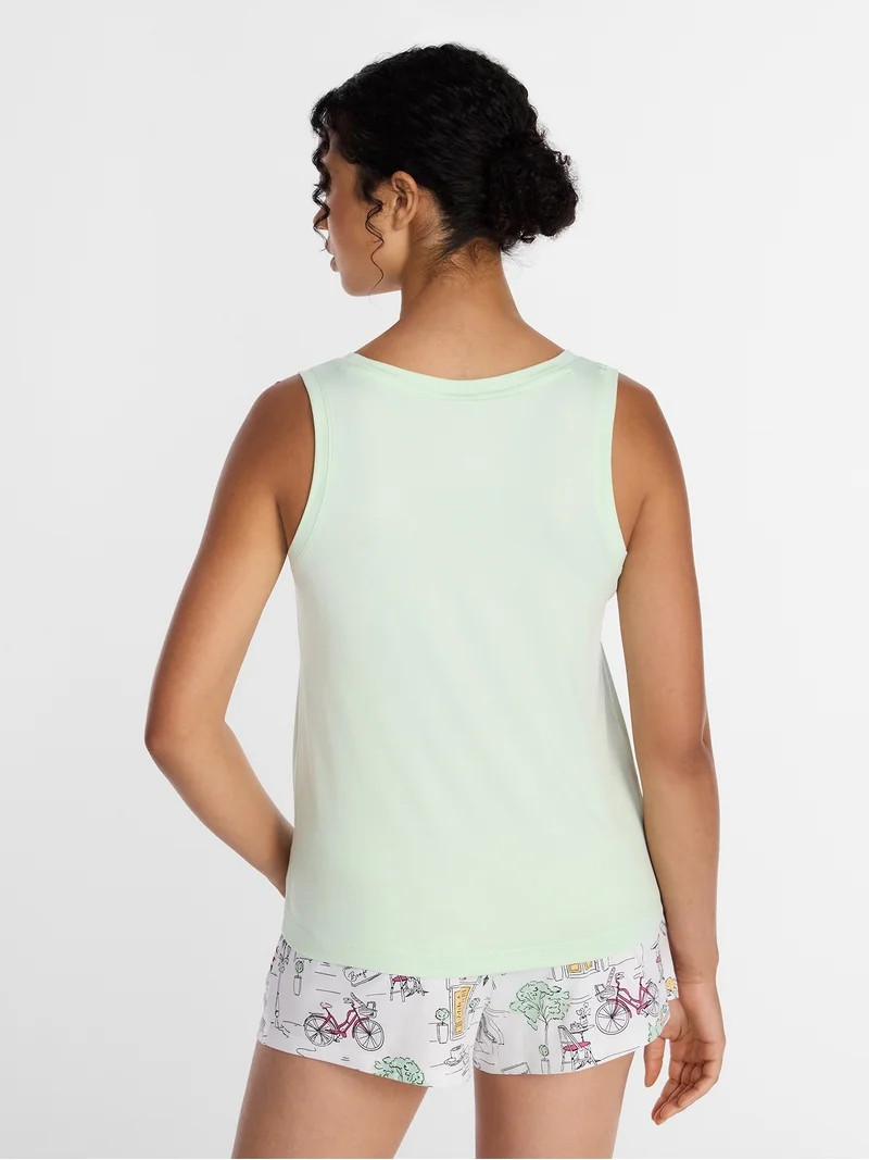 Joyspun Women's Tank Top and Shorts Pajama Set, 2-Piece, Sizes XS-3X | Walmart (US)