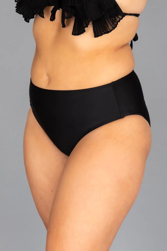 CAITLIN COVINGTON X PINK LILY The Ravello High Waisted Black Swimsuit Bottoms | The Pink Lily Boutique