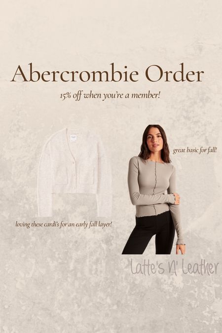 Recent Abercrombie fall order!  Good fall basics! Fall cardigan, long sleeve top, Labor Day sale 

#LTKunder100 #LTKstyletip #LTKsalealert