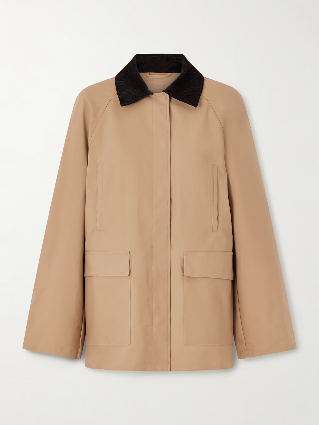TOTEME - Summer Country Corduroy-trimmed Coated-canvas Jacket - Brown | NET-A-PORTER (US)