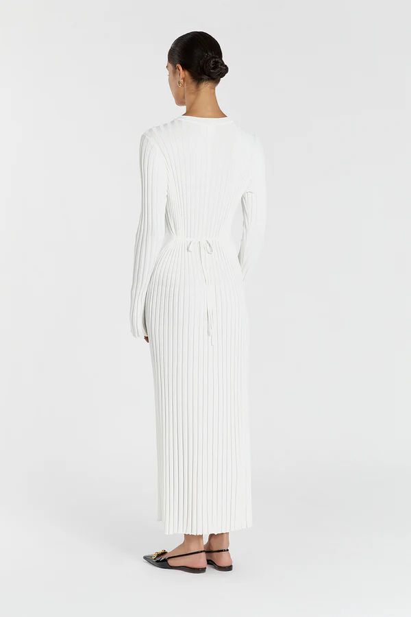 ADA OFF WHITE LONG SLEEVE MIDI DRESS | DISSH