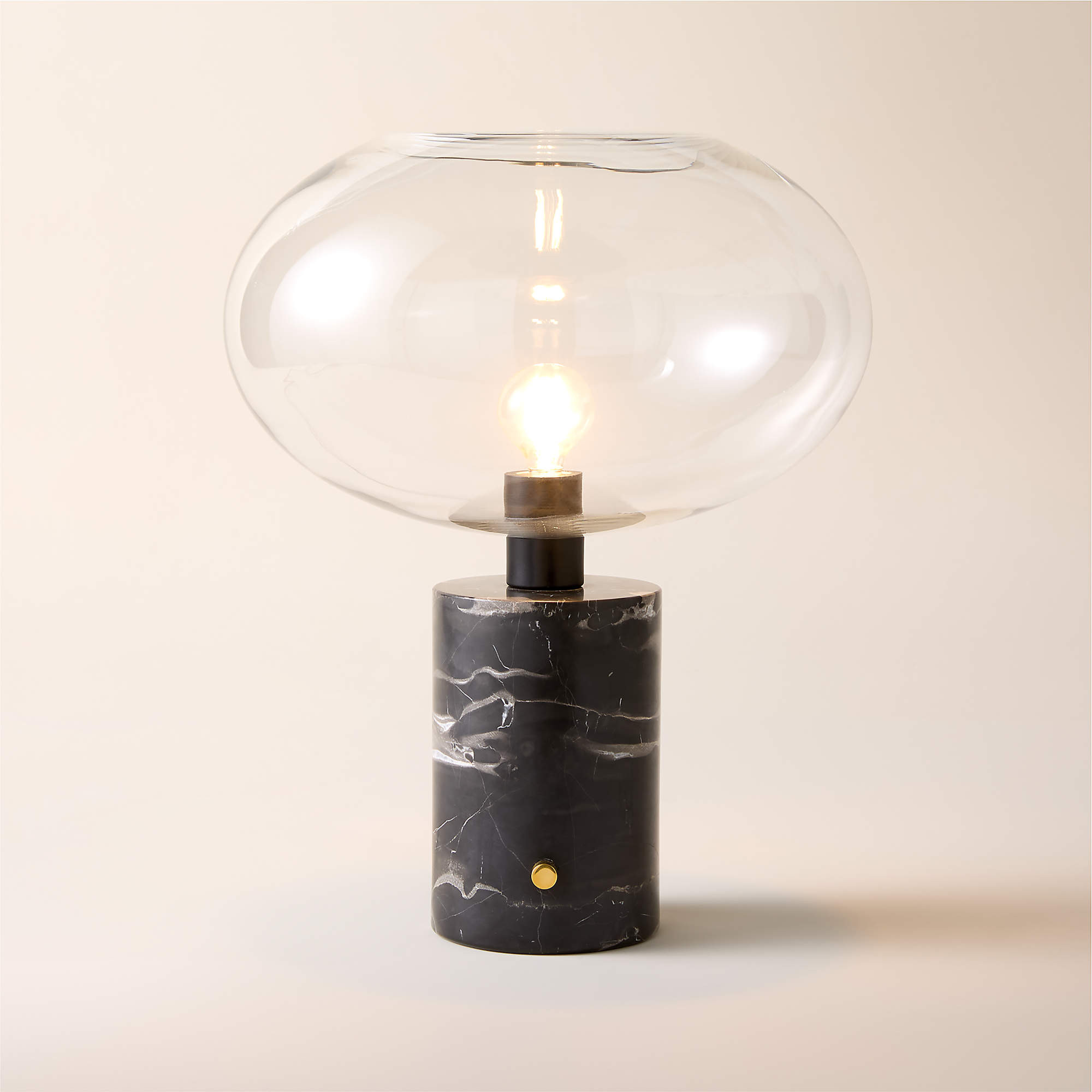 Polo Black Marble Table Lamp with Glass Shade + Reviews | CB2 | CB2